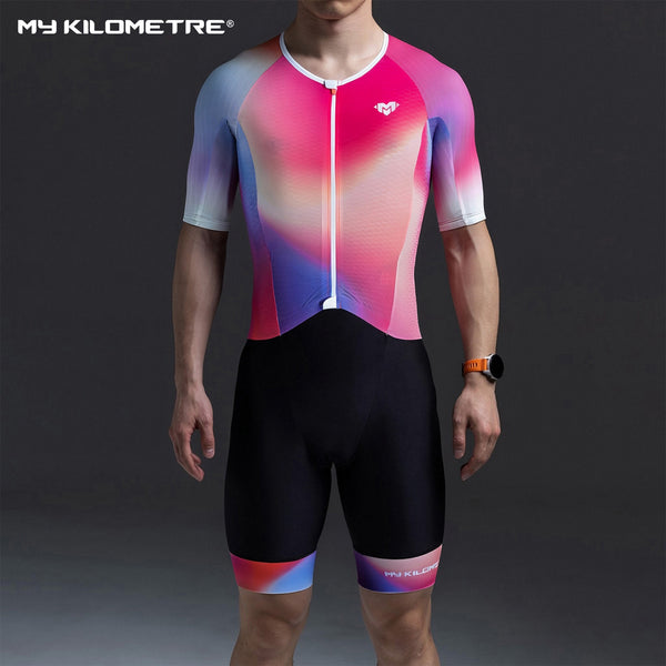 MY KILOMETRE Men's Short Sleeve Woven Tri Suit – Breathable Race Suit