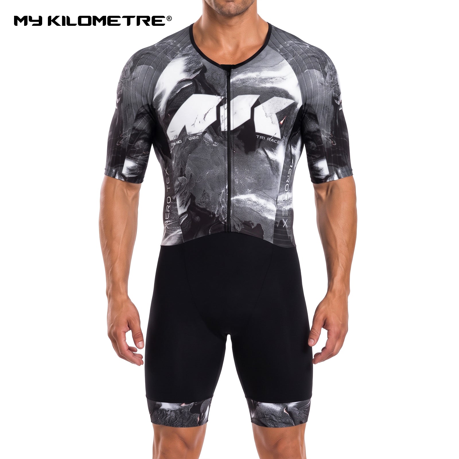 MY KILOMETRE Men's Short Sleeve Woven Triathlon Suit
