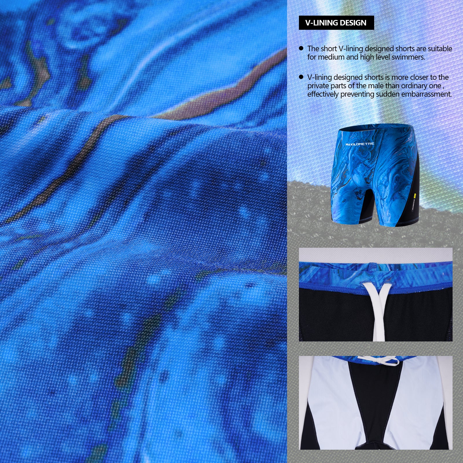 MY KILOMETRE Men's Square Leg Athletic Swim Jammers