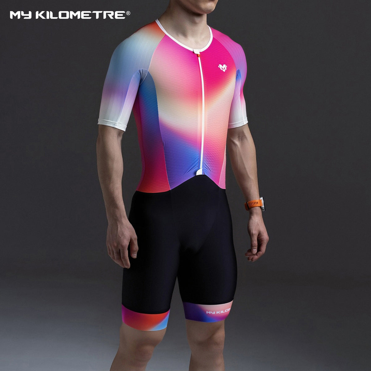MY KILOMETRE Men's Short Sleeve Woven Tri Suit – Breathable Race Suit