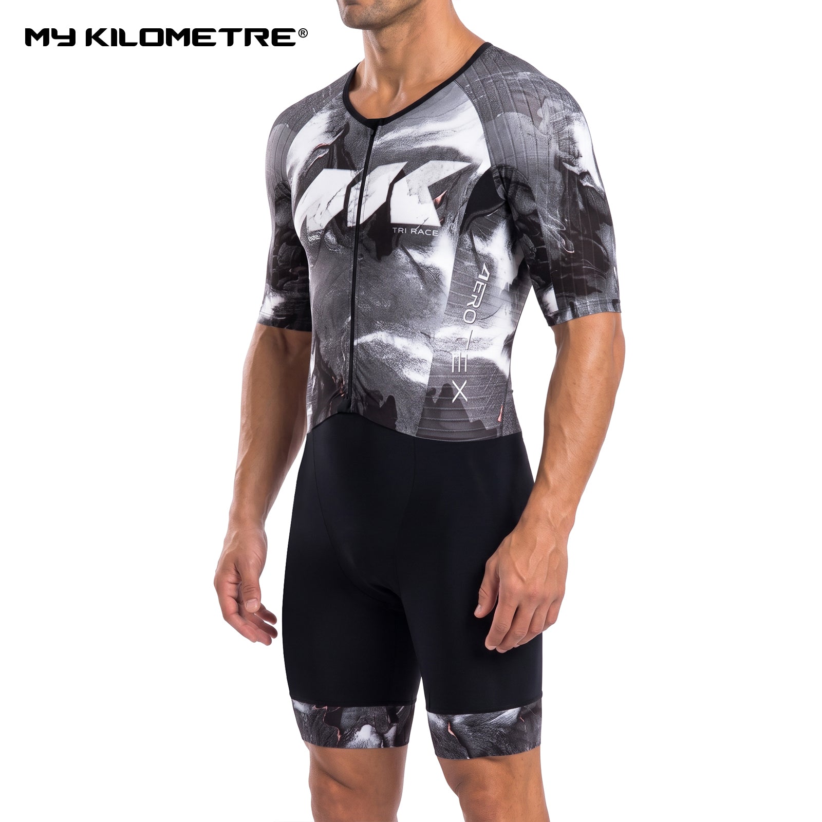 MY KILOMETRE Men's Short Sleeve Woven Triathlon Suit