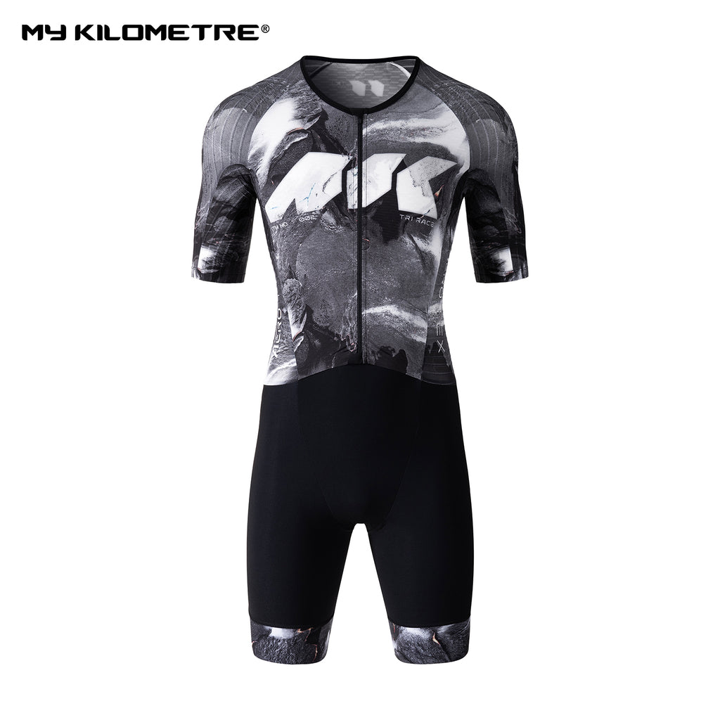MY KILOMETRE Men's Short Sleeve Woven Triathlon Suit