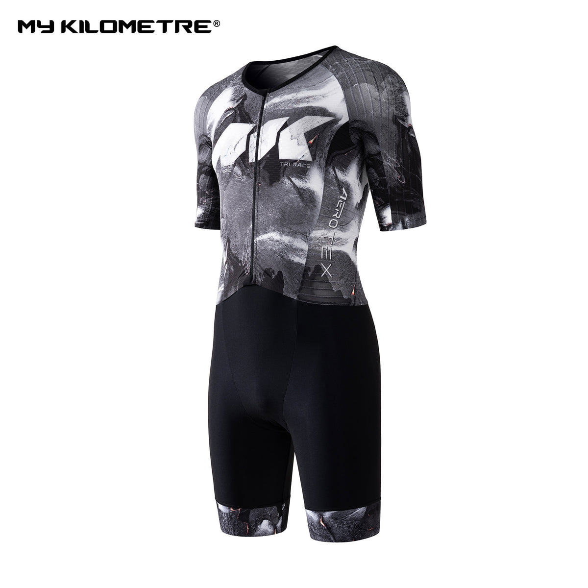 MY KILOMETRE Men's Short Sleeve Woven Triathlon Suit