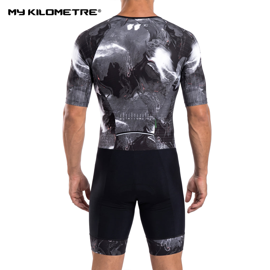 MY KILOMETRE Men's Short Sleeve Woven Triathlon Suit